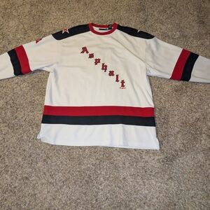 Men's vintage red, Black, and white Asphalt stars hockey Jersey number 27 size L